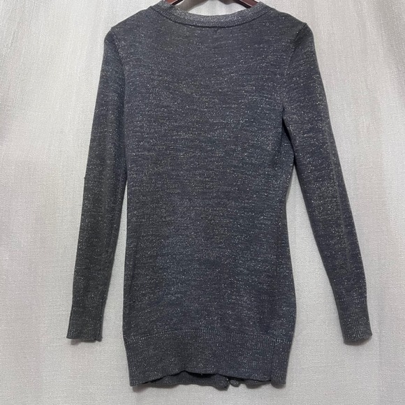 Y2K VICTORIAS SECRET Silver Sparkle Knit Cardigan Sweater Long Sleeve Pockets S - Picture 4 of 11